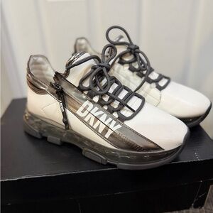 DKNY White and Gray Sneakers